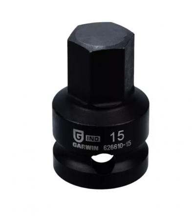 Головка торцевая ударная HEX15 мм - 1/2&quot;,  L=38,1 мм, GARWIN