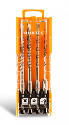 Набор буров по бетону SDS-Plus Runtec 2 Cutter 5, 6, 8, 10 x 160 мм, 4 предмета RUNTEC
