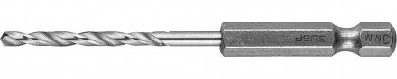 Сверло ЗУБР  3*79мм по металлу, хвостовик HEX 1/4&quot; (6-гран 6,25мм)
