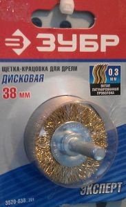 Крацовка-щетка дисковая д/дрели,d=75мм (шт),сталь 0,3мм ЗУБР