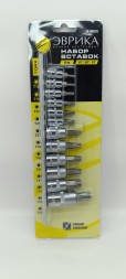 Набор вставок TORX 1/4&quot;; 3/8&quot;; 1/2&quot;; T10-T60, 12 предметов, ЭВРИКА