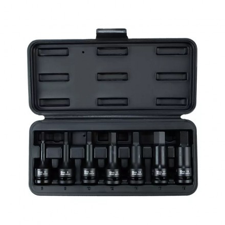 Набор ударных головок 1/2&quot; 7 пр. HEX 8-19 мм, L= 78 mm,GARWIN