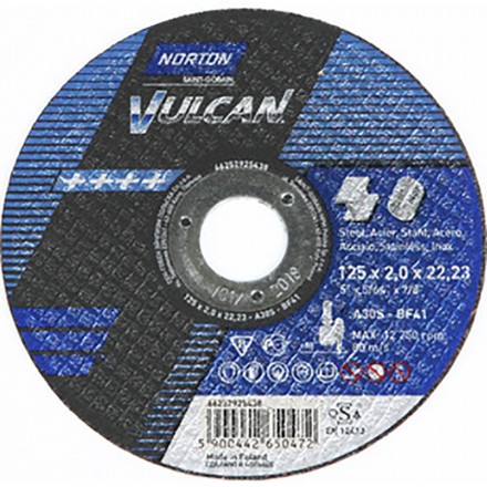 Круг отрезной Vulcan 125*3,0*22,23 А30 S-BF41 мет/нерж NORTON
