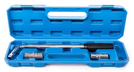 Ключ балонный L-образный телескопический (350-520мм), 1/2&quot;, 2 головки: 17-19мм, 21-23мм, кейс