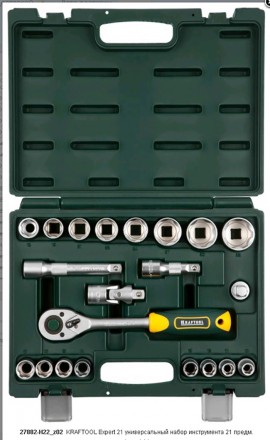 Набор торц гол 1/2&quot; 22пред,10-32мм, SuperLock,трещотка, удлинитель, KRAFTOOL