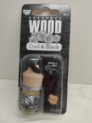 Ароматизатор WOOD Blister жидкий, подвесной, флакон 5мл, Черный Лед (Cool and Black), FRESH WAY