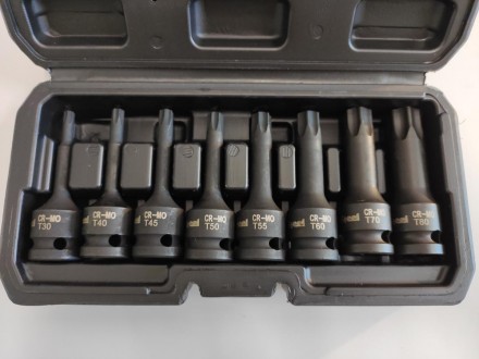 Набор головок 1/2&quot; TORX T30-T80 ударные L=78мм 8 предм., AV Steel